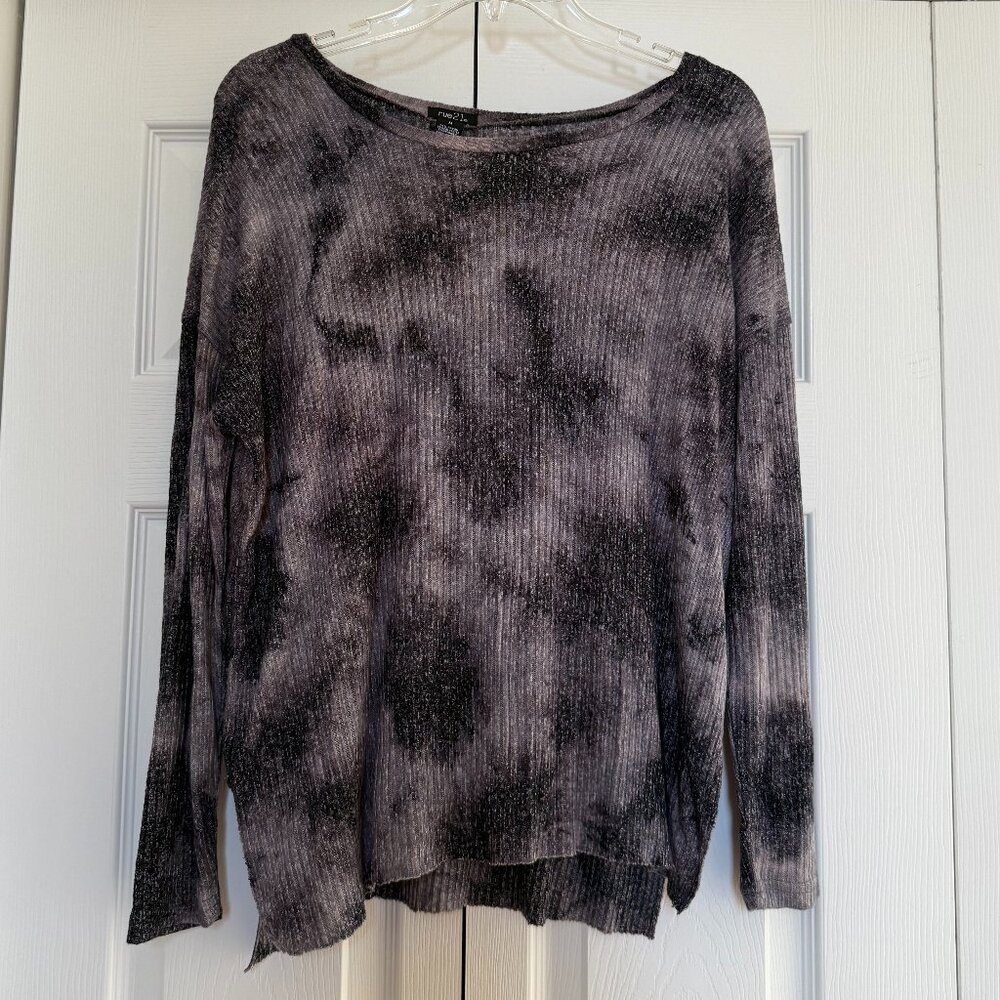 Rue21 Ribbed Knit Long Sleeve Grey Top Medium Good Condition